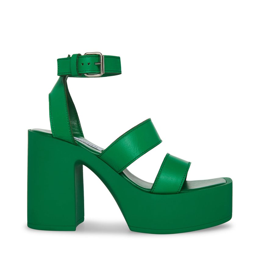 Sandalias Tacones Steve Madden Dora Cuero Mujer Verde | ES YS829E